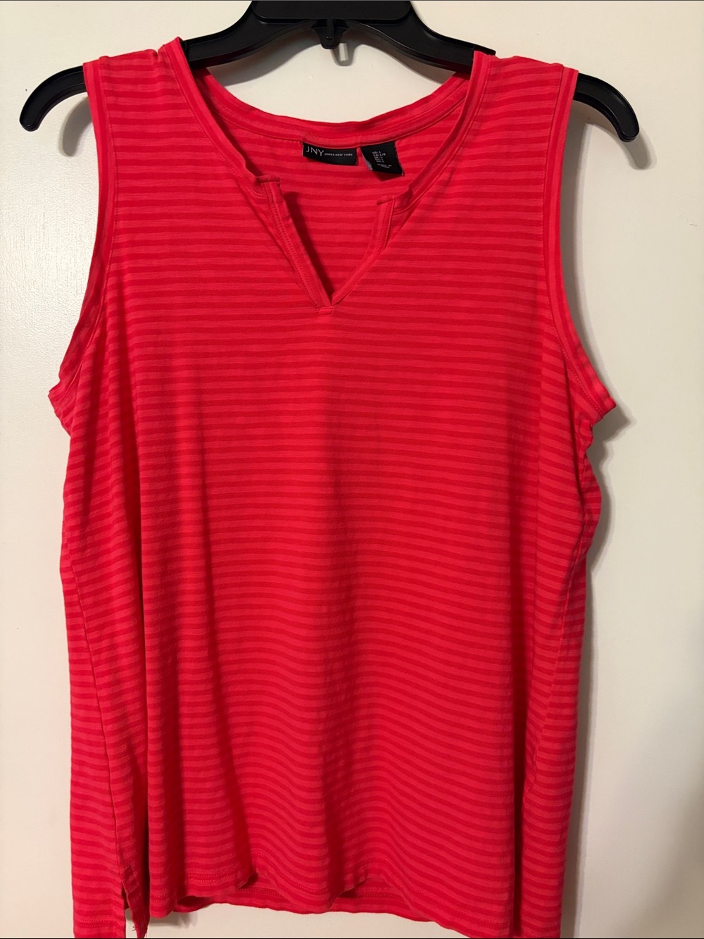 NY Collection Coral Stripe V‑Notch Sleeveless Tank